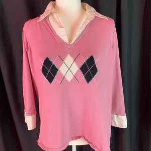 Notations pink argyle sweater size 1X